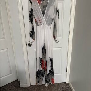 Sexy Diva White and Red Floral Dress